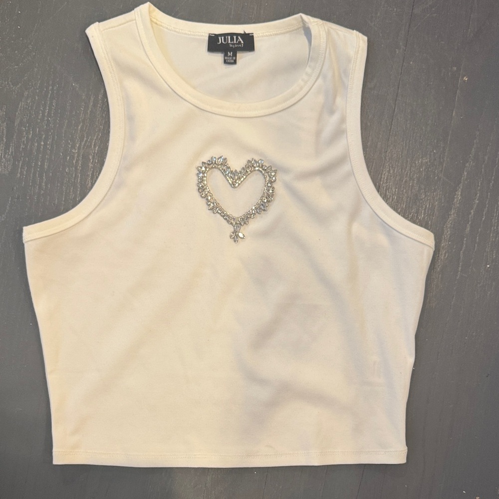 White Embellished Cut out Women's Tank Top